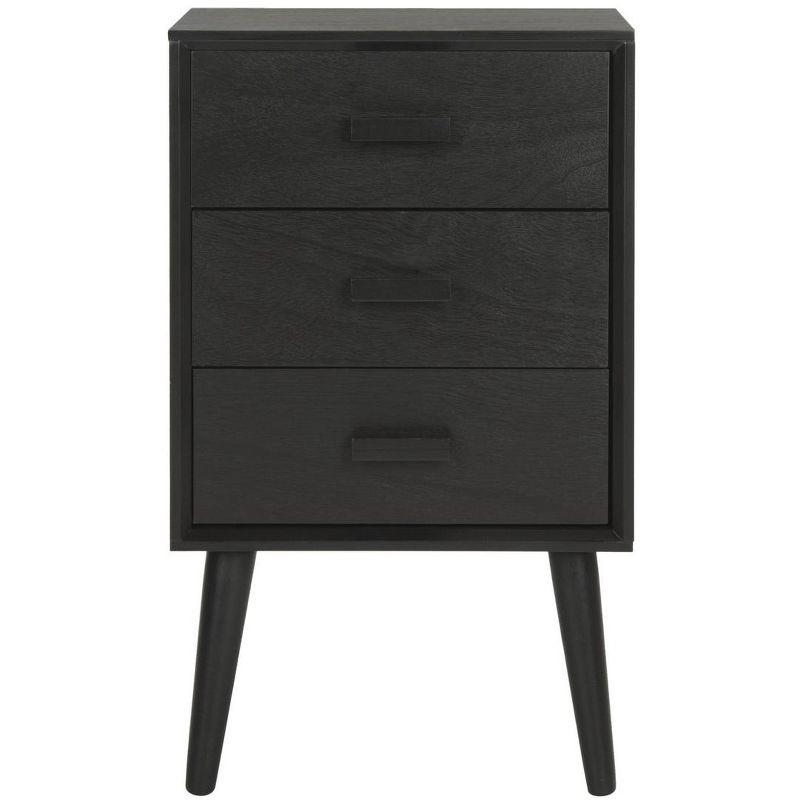 Pomona Black Pine Wood 3-Drawer Accent Chest