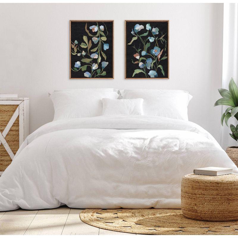 Sylvie Blue Floral Beaded Framed Canvas Art Set, 18x24