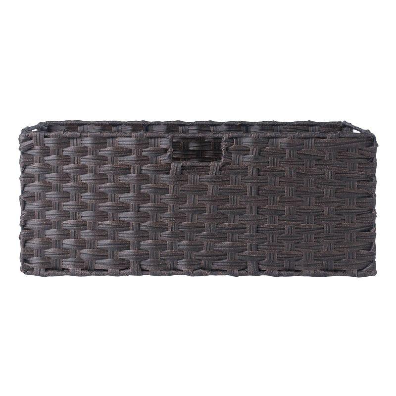 3pc Melanie Woven Fiber 2 Small and 1 Large Basket Set Chocolate - Winsome: HDPE Material, Rectangle Shape, Spot Clean