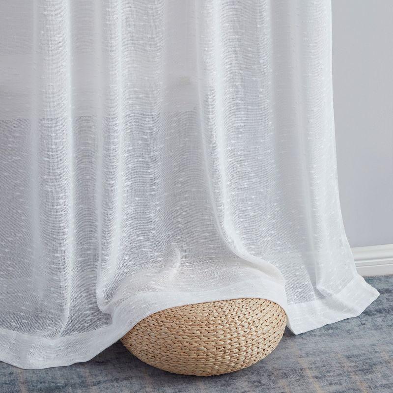 HLC.ME Emily Faux Linen Semi Sheer Light Filtering Back Tab Pocket Lightweight Window Curtains Drapery, 2 Panels - Beige, 54 W x 96 L