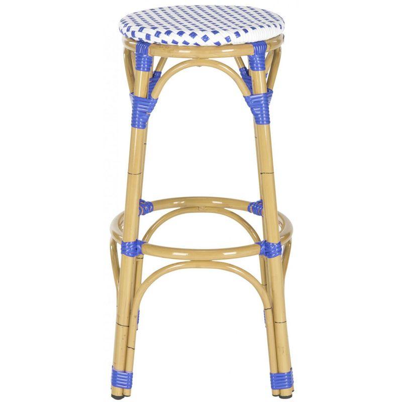 Blue and White Woven Aluminum Outdoor Stool