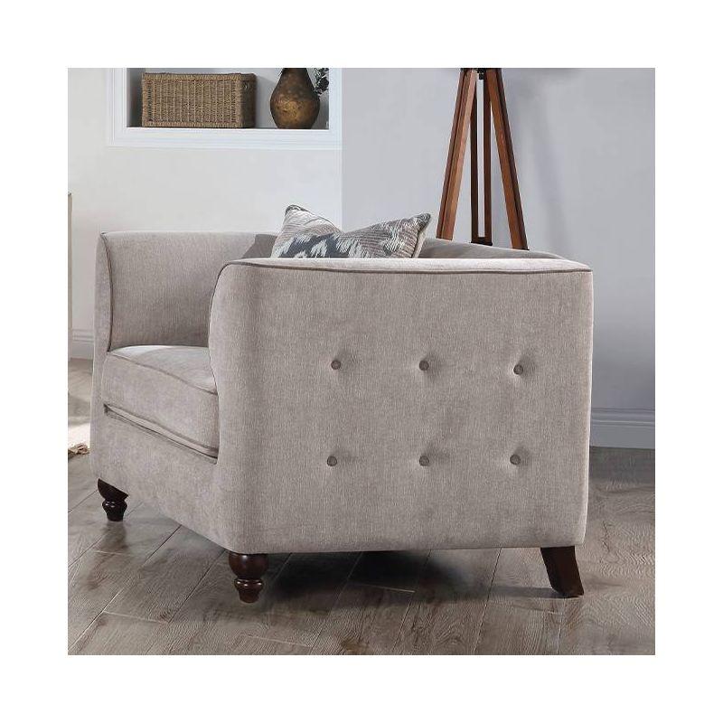 Cyndi Gray Velvet Accent Chair with Wooden Legs