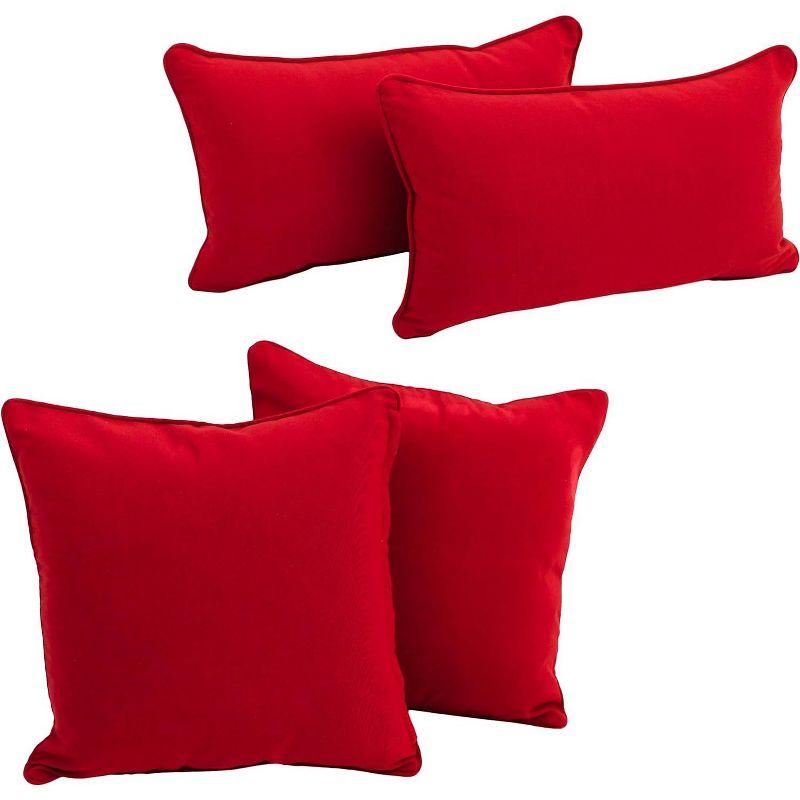 Red Cotton Blend Rectangular and Square Throw Pillow Set