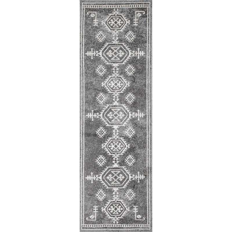 Kyleigh Southwestern Gray 2'6" x 8' Machine Washable Runner Rug