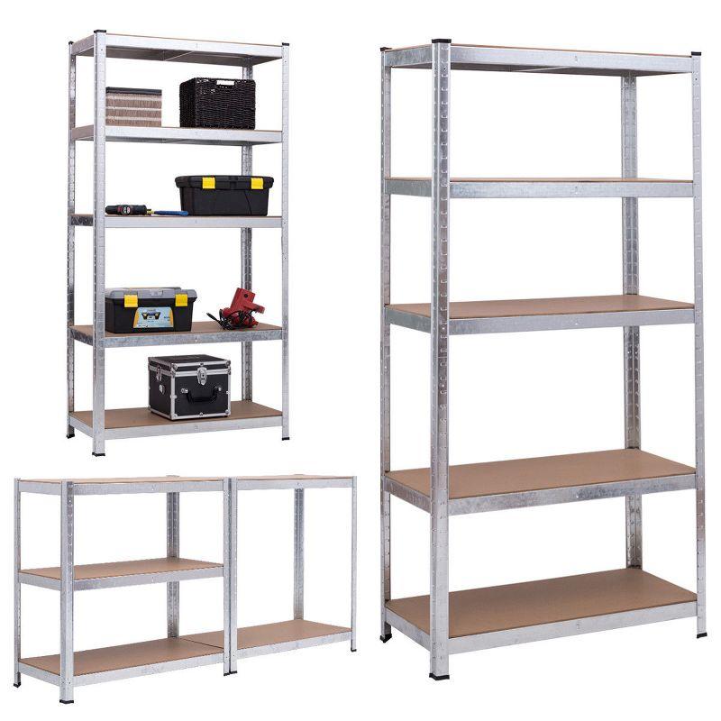 Heavy Duty 71'' Steel and MDF 5-Level Adjustable Storage Rack, 2 pcs