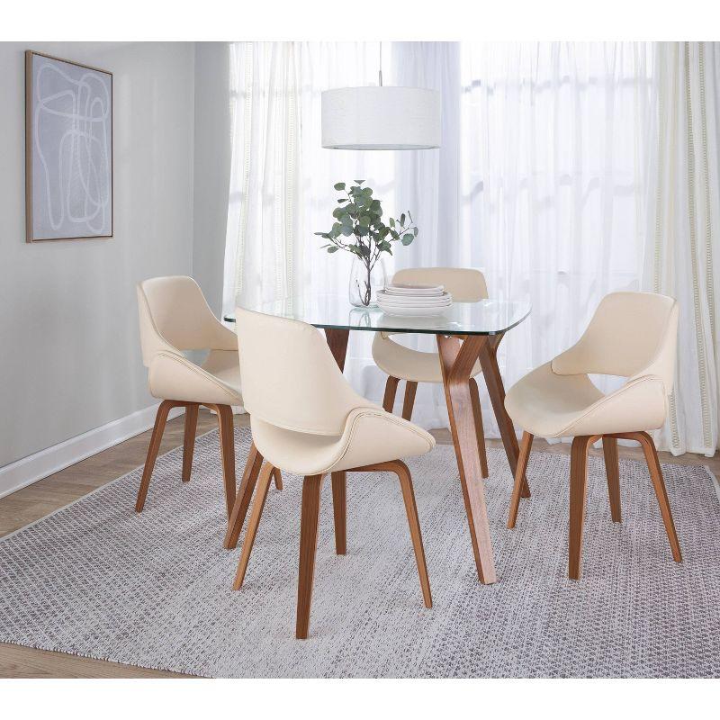 LumiSource Set of 2 Fabrico Dining Chairs Walnut/Cream : Mid-Century Modern, Upholstered, Wood Frame