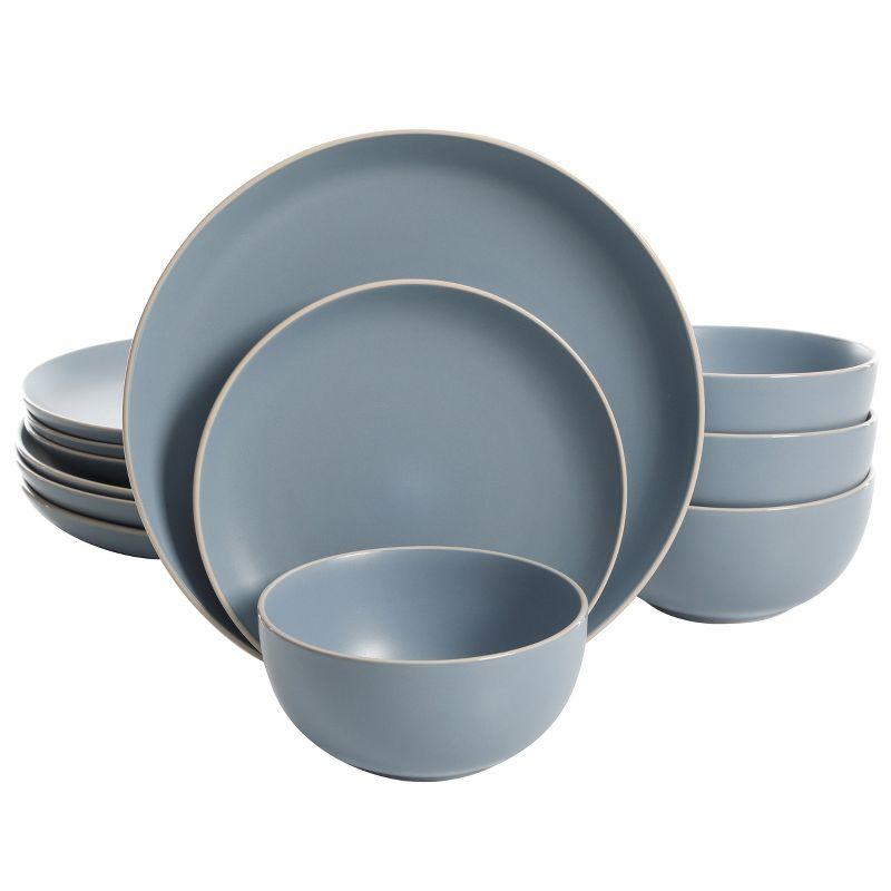 Gibson Home Rockaway 12-Piece Stoneware Dinnerware Set Blue