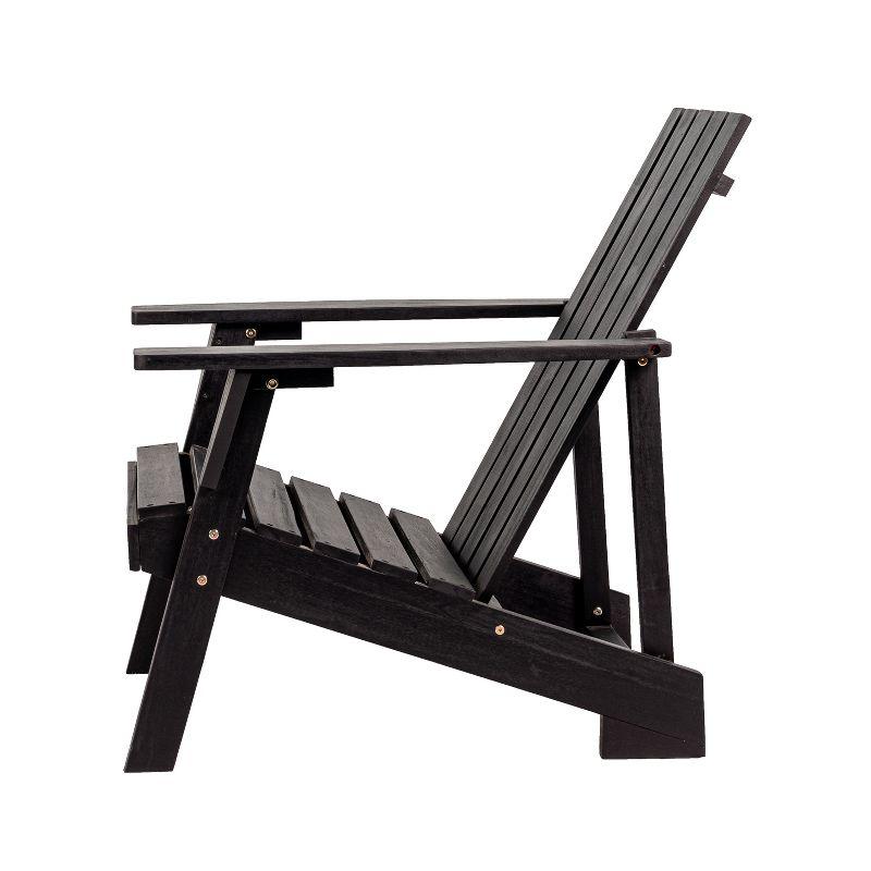 Modern Black Acacia Wood Adirondack Chair with Arms