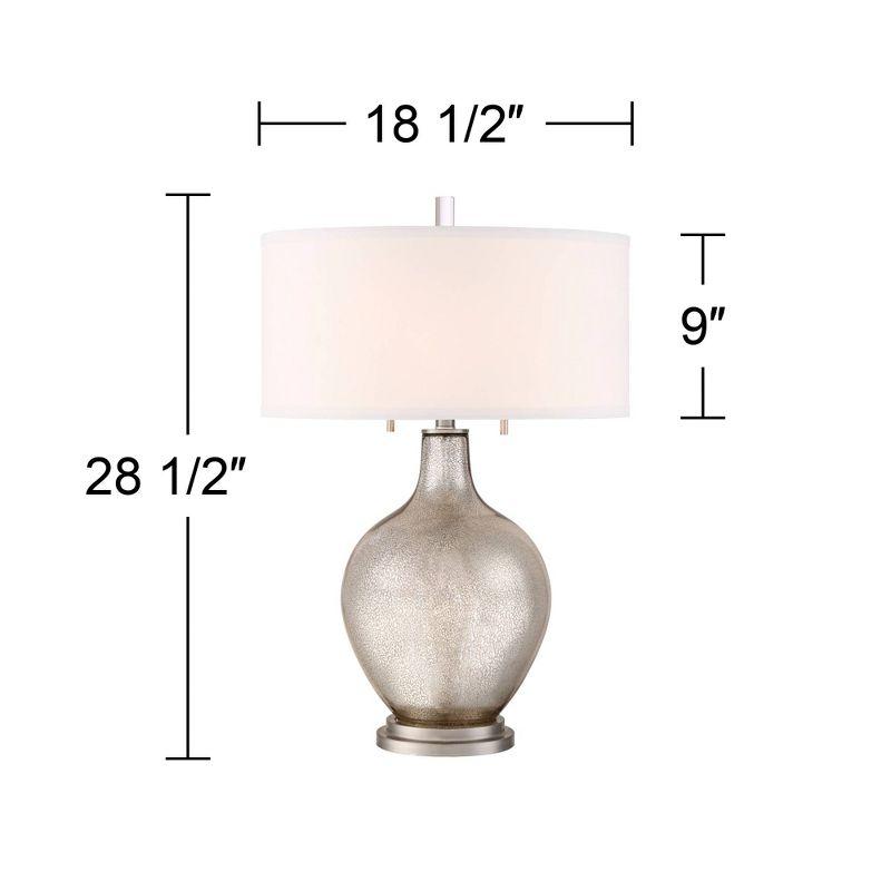 Possini Euro Design Louie 28 1/2" Tall Modern Luxe End Table Lamp Silver Mercury Glass Single White Shade Living Room Bedroom Bedside Nightstand House