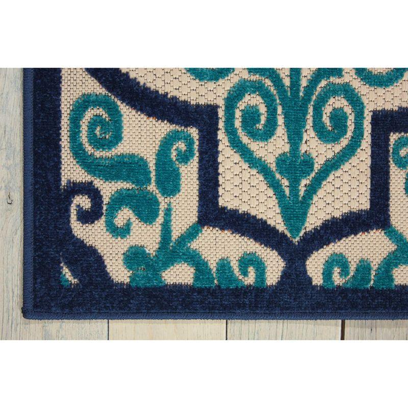 Nourison Aloha Moroccan Trellis Flatweave High-Low Indoor Outdoor Area Rug Navy 3'6" x 5'6"