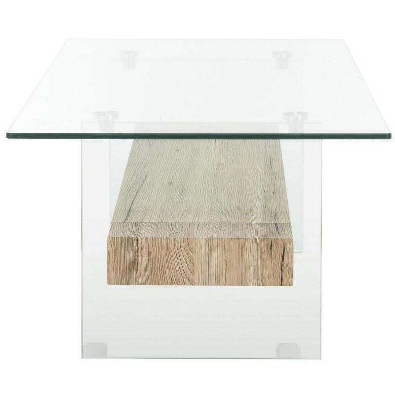 Kayley Coffee Table - Glass/Natural Wood Rack - Safavieh