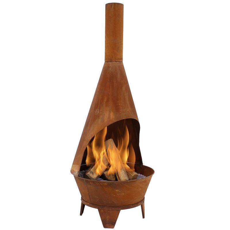 75'' Bronze Cold-Rolled Steel Wood-Burning Chiminea Fire Pit