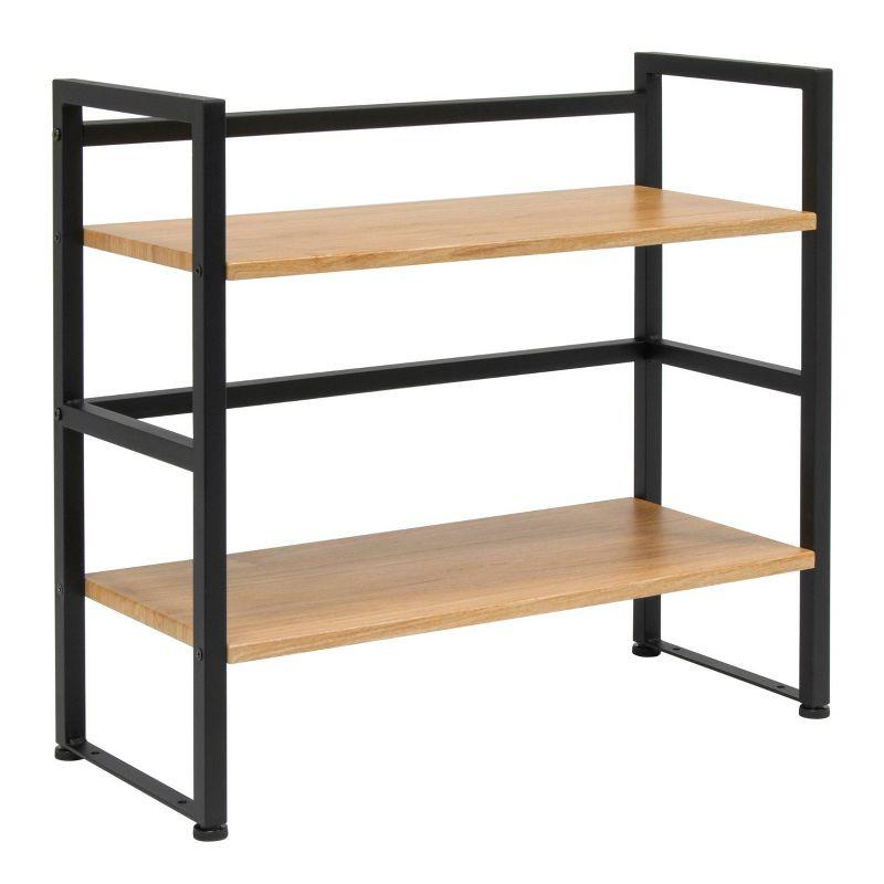 47.5" 4 Shelf or 2 Shelf Stackable Bookshelf Graphite Black/Ashwood - Calico Designs: Modern Metal Frame, Novelty Design