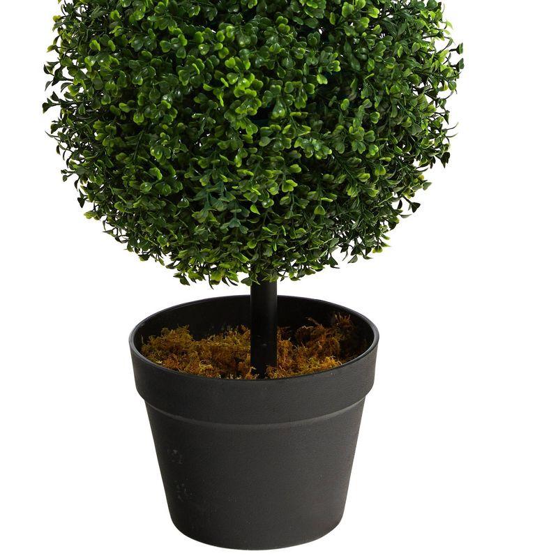 3' Indoor/Outdoor Boxwood Triple Ball Topiary Artificial Tree - Nearly Natural: Faux Foliage, No Assembly Required