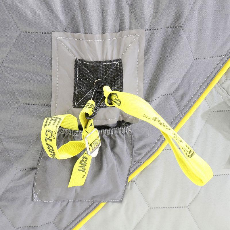 CLAM 14471 Portable 4 to 6 Person 9 Foot Jason Mitchell X5000 Ice Fishing Angler Thermal Hub Shelter Tent with Anchors, Tie Ropes, and Carrying Bag