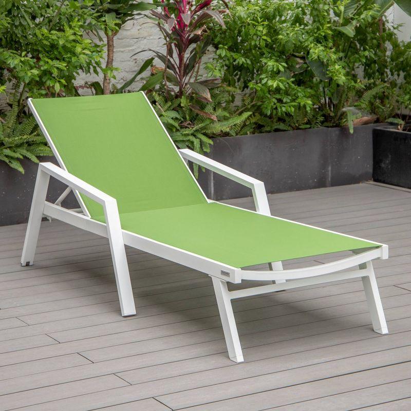 Green Aluminum Patio Chaise Lounge Chair with Armrests