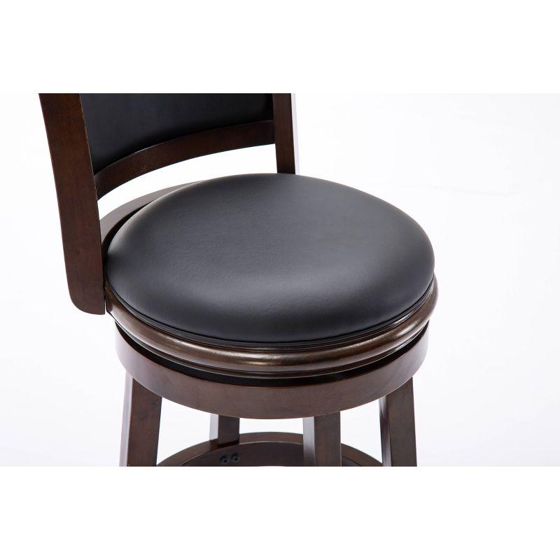 24" Cappuccino Swivel Wood and Faux Leather Barstool