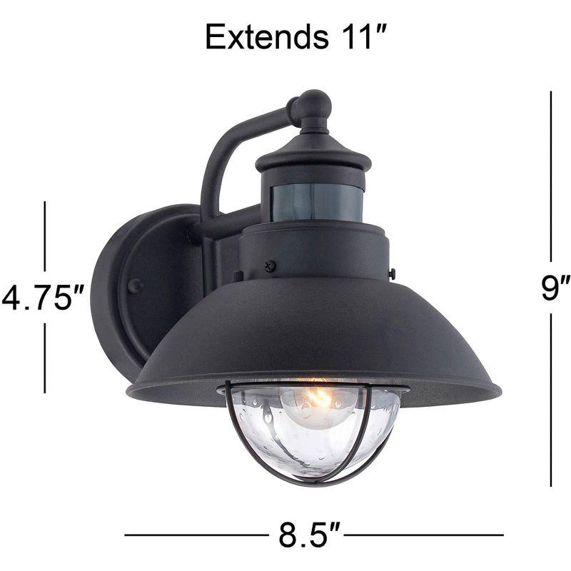 John Timberland Oberlin Rustic Farmhouse Outdoor Barn Light Fixture Black Dusk to Dawn Motion Sensor 9" Clear Seedy Glass for Exterior Deck House Yard