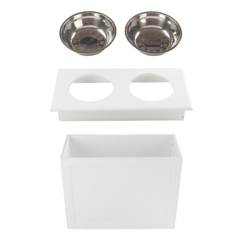 Petmaker PETMAKER Elevated Dog Bowls with Storage, White
