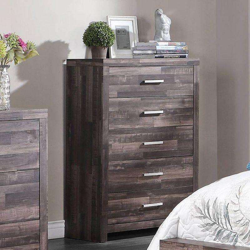 34" Juniper Chest Dark Cherry - Acme Furniture: 5-Drawer Wood Storage for All Ages, No Assembly Required