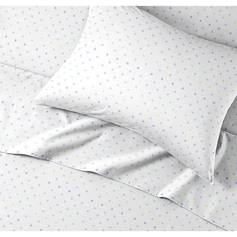 CGK Linens Kids 4 Piece Bed Sheet Set - Cute & Cozy Wrinkle-Resistant with Vibrant Designs in Multicolor Polka Dots, Size Full