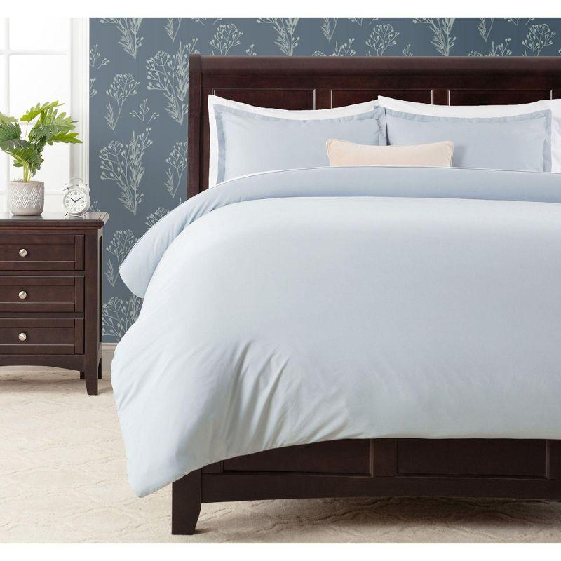 Pearl Blue Microfiber Full/Queen Duvet Cover Set