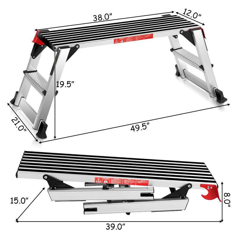 Aluminum Platform Non-Slip Folding Work Bench Drywall Stool Ladder 330lbs Capacity