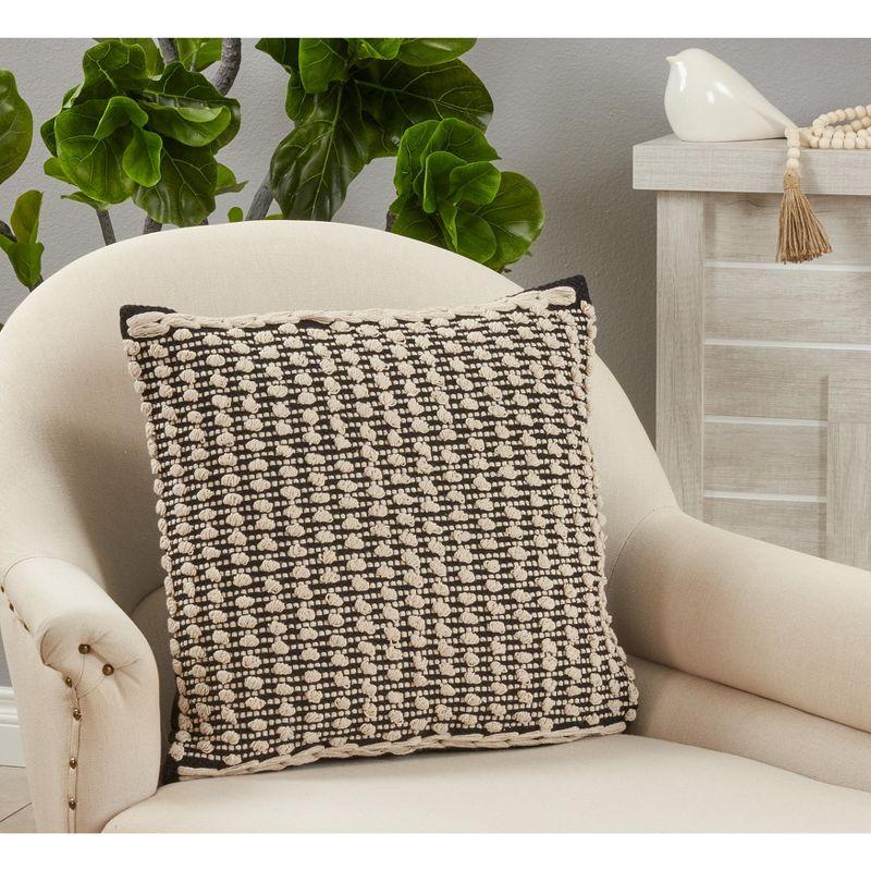 Knotted Square 27" Black & White Cotton Pillow Cover