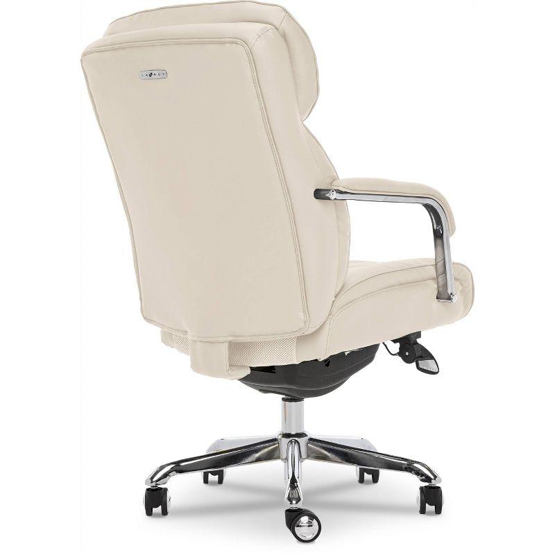 Sutherland Quilted Leather Office Chair with Padded Arms Ivory - La-Z-Boy: Ergonomic, Adjustable, Swivel, Wood Composite Frame