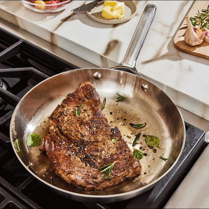 Caraway Home 10.5" Stainless Steel Fry Pan: Lifetime Warranty, Hand Wash, Gas & Induction Compatible, 2.7 Volume Capacity