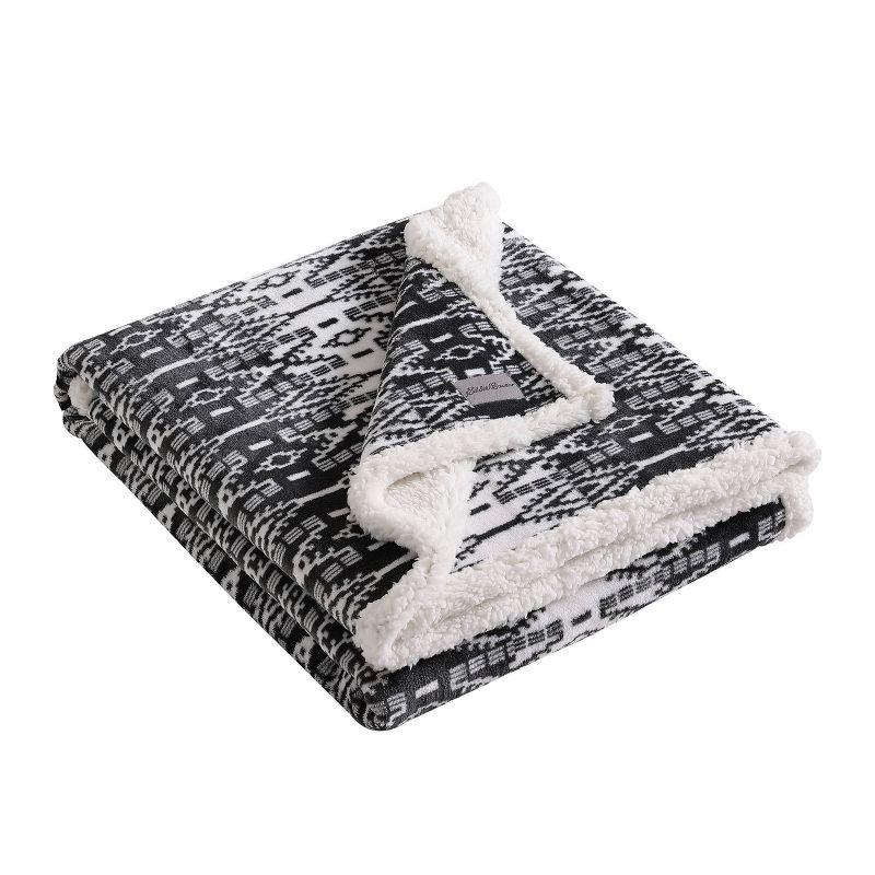 Eddie Bauer Printed Plush Fleece/Sherpa Throw Blankets