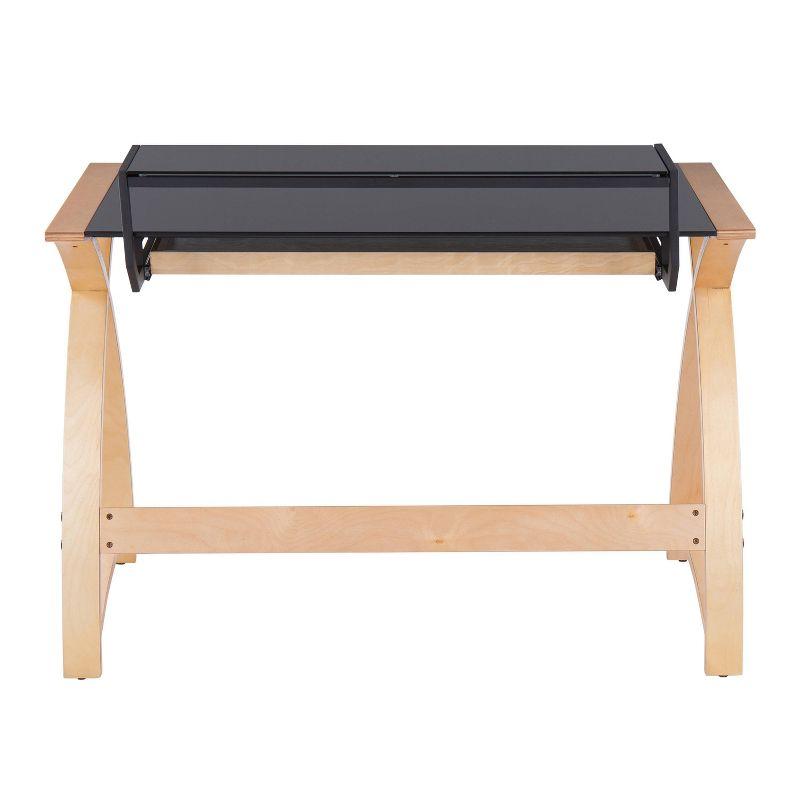 Brayden Studio® Bentley Mid-Century Modern Office Desk In Natural Wood And Black Glass By Lumisource