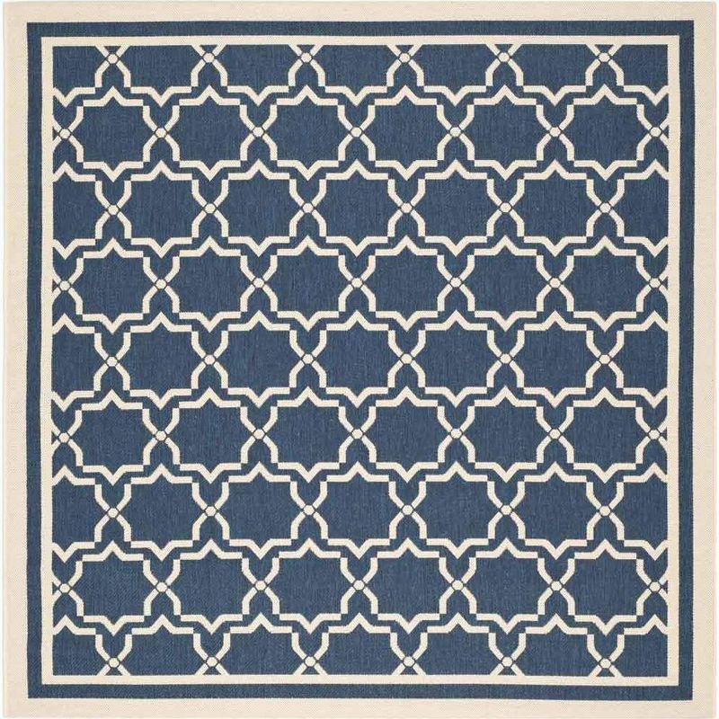 Courtyard CY6916 Power Loomed Indoor and Outdoor Area Rug - Navy/Beige - 6'7"x6'7" - Safavieh