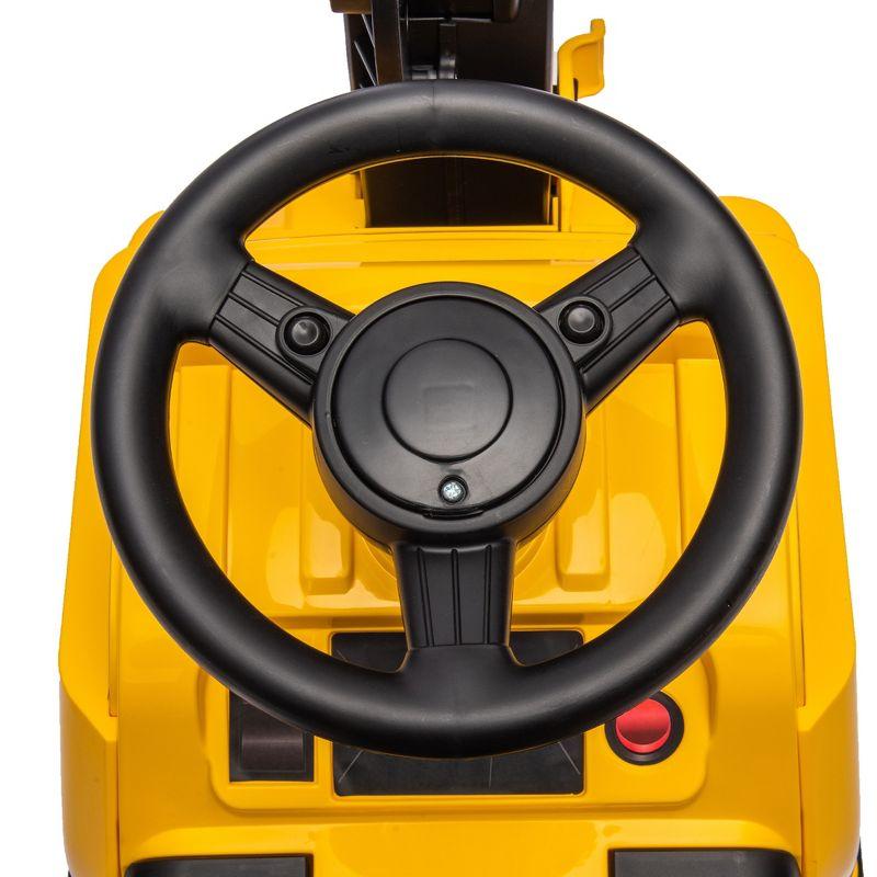 Aosom 3 in 1 Ride on Excavator Bulldozer Road Roller, No Power Ride on Construction Pretend Play with Music, for 18-48 Months, Yellow