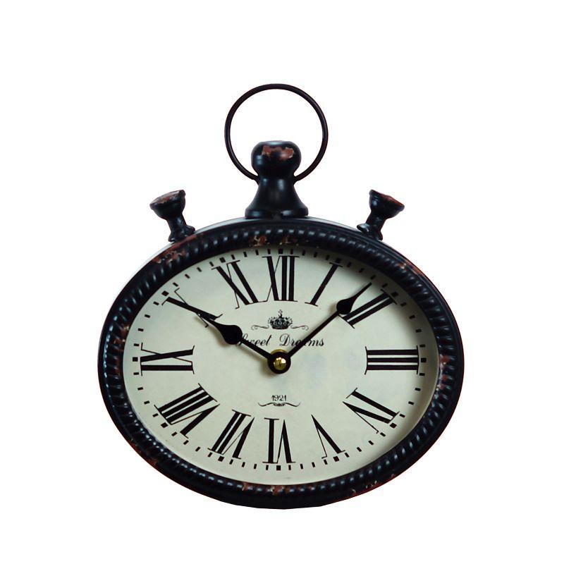 VIP 9.5 in. Black Metal Vintage Wall Clock