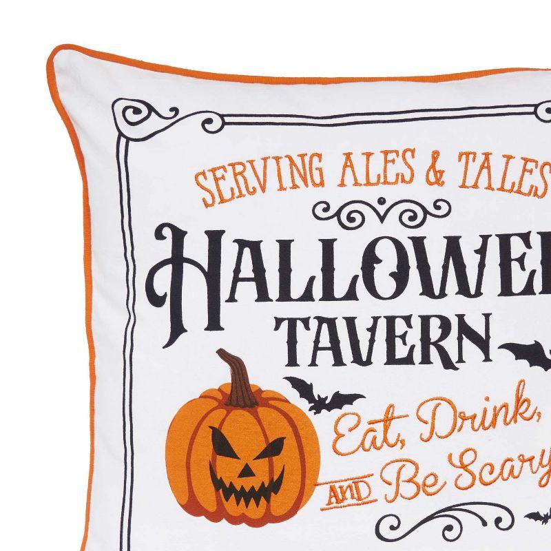 C&F Home 18" x 18" Halloween Tavern Pumpkin Jack-O-Lantern Accent Throw Pillow