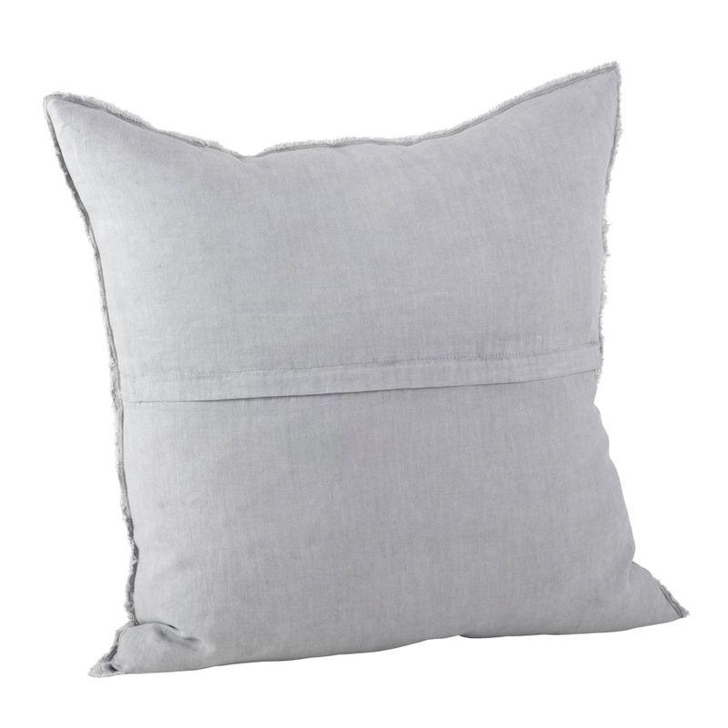 27'' Pewter Gray Linen Square Throw Pillow Set with Fringe