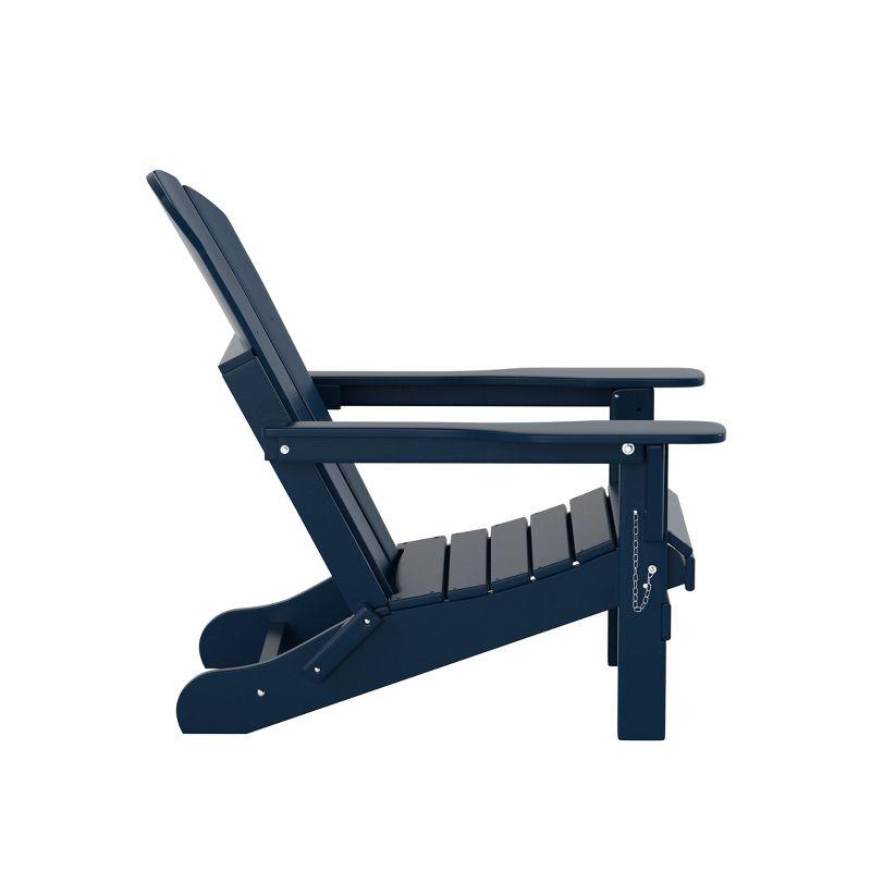 WestinTrends Malibu HDPE Outdoor Folding Poly Adirondack Chair (Set of 2), Navy Blue