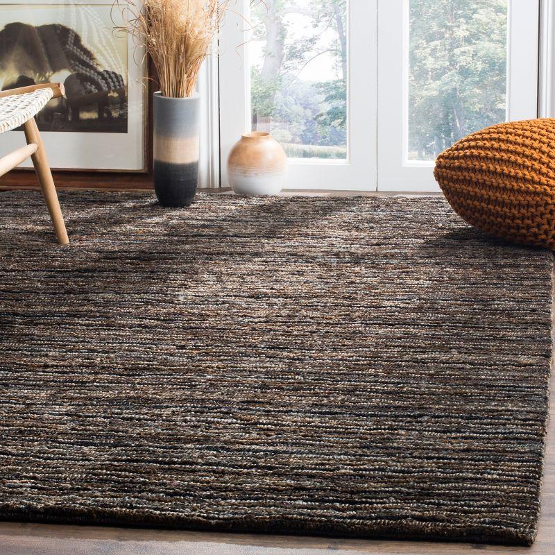 Lustrous Sheen Charcoal Hand-Knotted Jute 4' x 6' Area Rug