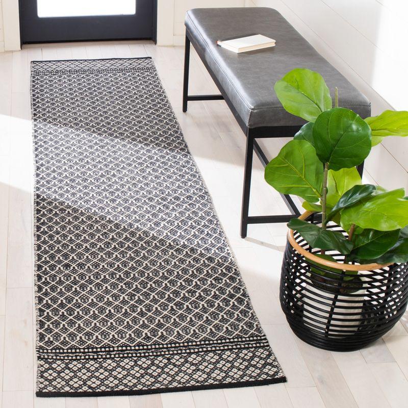 Kilim KLM703 Hand Woven Runner Rug - Black/Ivory - 2'3"x9' - Safavieh.