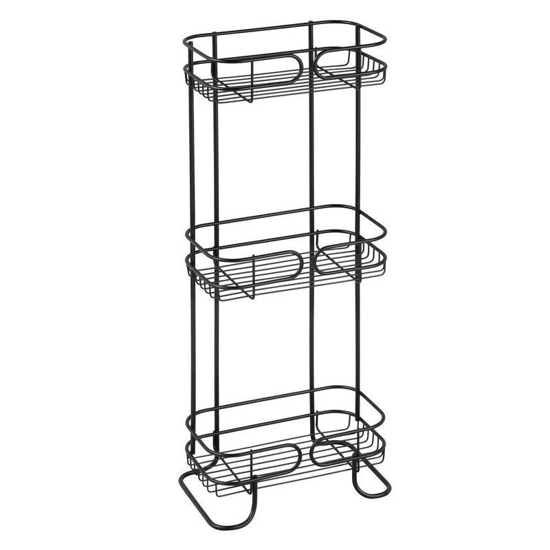 iDESIGN Neo Steel Freestanding Three Tier Storage Shelf Matte Black: Under Sink Organizer, Metal Utility Rack