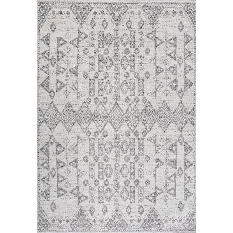 4'x6' Idris  Diamond Geometric Area Rug, Gray/Beige - JONATHAN Y