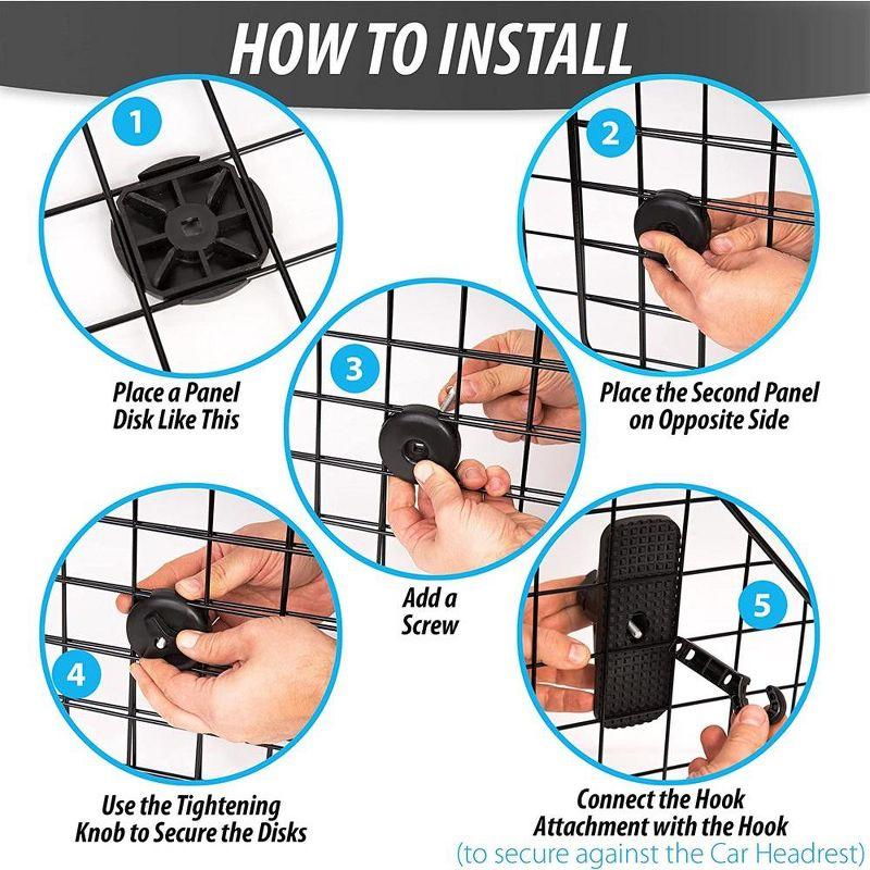 Car Dog Universal Pet Barrier - Zone Tech Premium Quality Black Heavy Duty Coated Wire Adjustable Mounted Headrest Barrier for Pet/Dog Safety