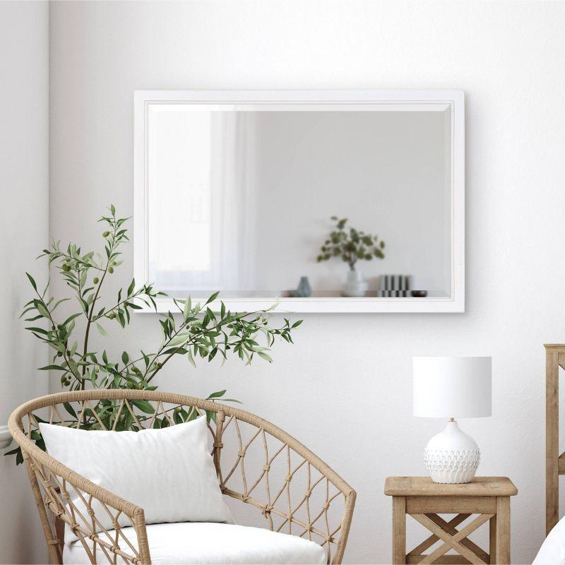 20" x 30" Hogan Wood Framed Decorative Wall Mirror White - Kate & Laurel All Things Decor: Modern Rectangle, No Assembly Required