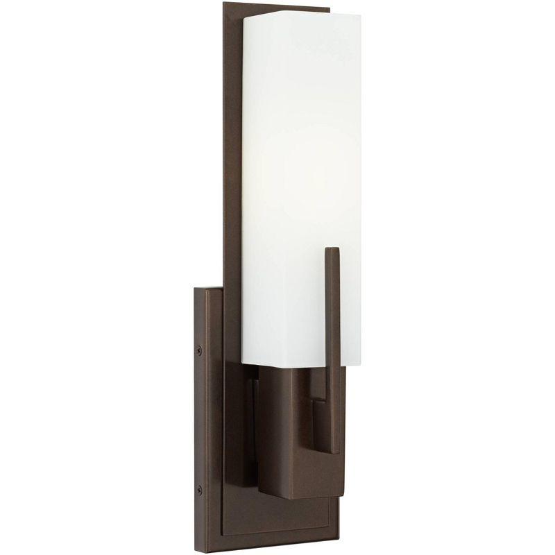 Midtown Bronze Finish Modern Wall Sconce with Opal White Glass