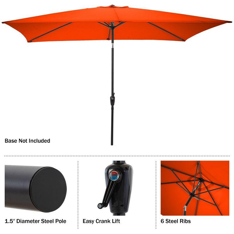 Pure Garden 10-ft Rectangular Patio Umbrella - Easy Crank Sun Shade with Push Button Tilt for Outdoor Furniture, Deck, Backyard, or Pool