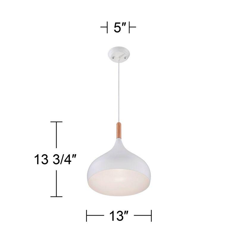 Possini Euro Design Felton White Pendant Light 13" Wide Mid Century Modern Rounded Shade for Dining Room House Foyer Kitchen Island Entryway Bedroom