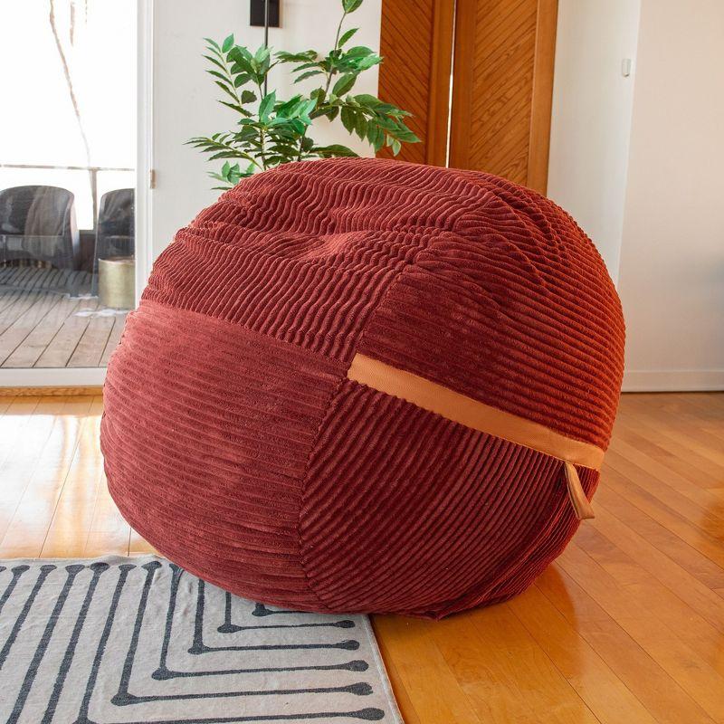 Big Joe Foam Filled Bean Bag Chair with Removable Cover, Corded Plush, Vegan Leather Accents, Medium to XXL Size