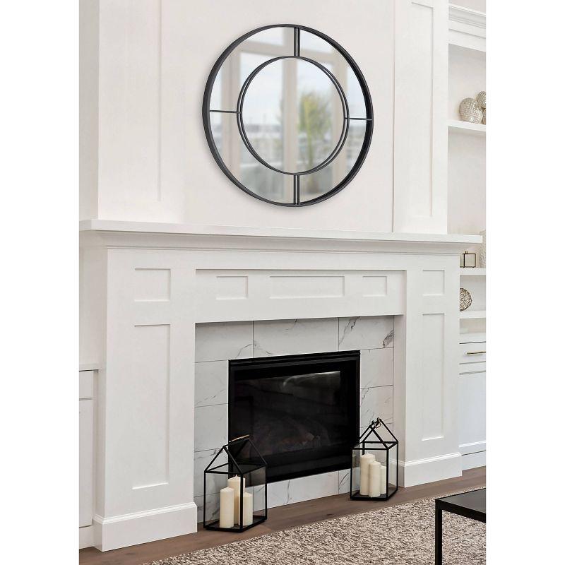 30" Kaveena Round Wall Mirror Black - Kate & Laurel All Things Decor: Modern Metal Frame, No Assembly Required