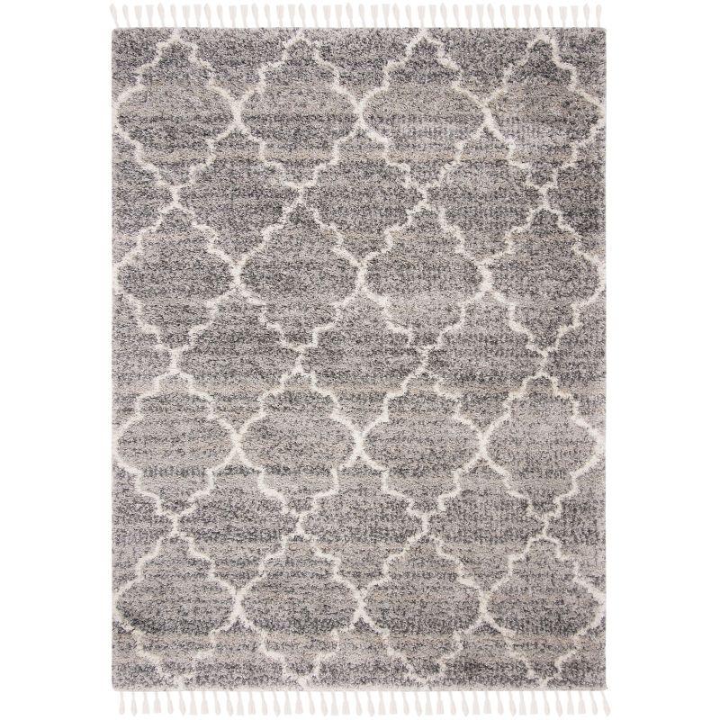 Ivory Shimmer 8' x 10' Hand-Knotted Synthetic Shag Rug